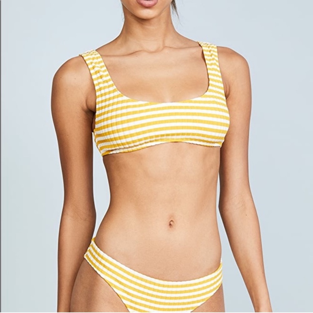 Solid + Striped Yellow Bikini Bottom - image 1